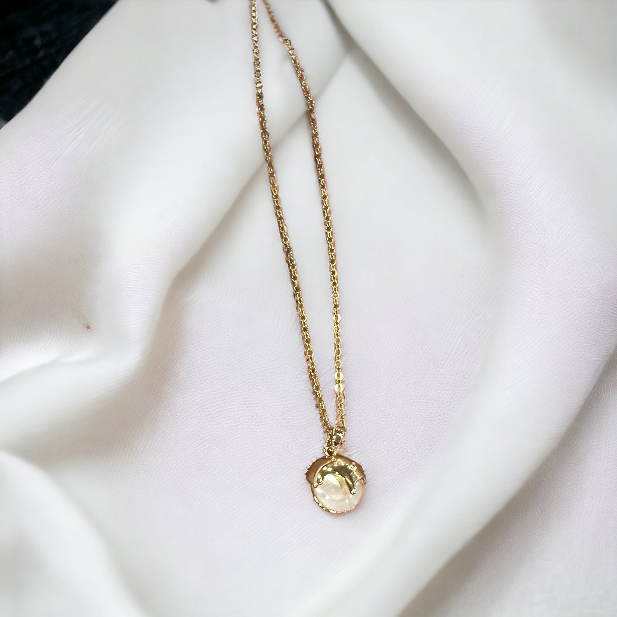 Sunlit Pearl Charm Necklace